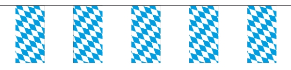 Papier-Flaggenkette Bayern - Oktoberfest Deko blau-weiß rautiert