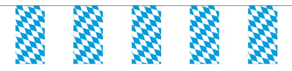 Papier-Flaggenkette Bayern - Oktoberfest Deko blau-weiß rautiert