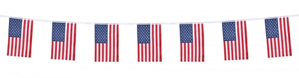 Polyester Flaggenkette Stars + Stripes - Amerika Party Deko