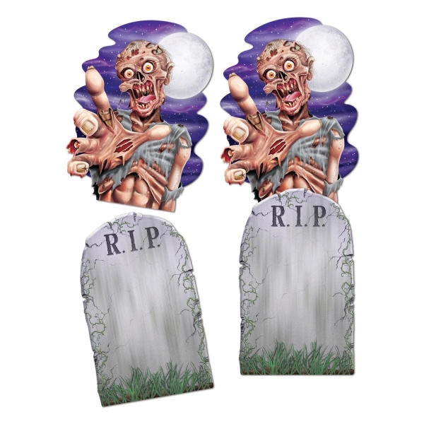 Jumbo Cutouts Zombie + Grabstein - Halloween Friedhofsdeko