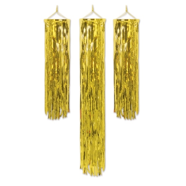 Party-Extra Lametta Dekosäulen, gold - Goldene Glamour Deko