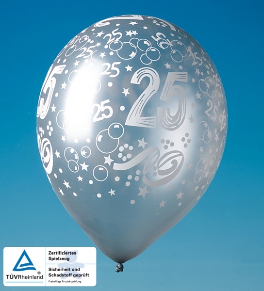 Luftballons Silberne Hochzeit, 5er Pack.