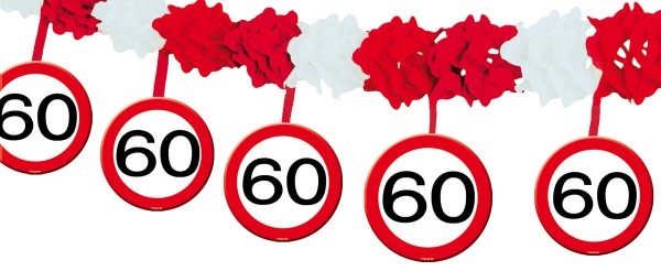 Papier-Girlande Verkehrsschild 60 . Geburtstagsdeko