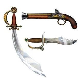 Cutout Set Piraten-Waffen, Piratenparty Deko