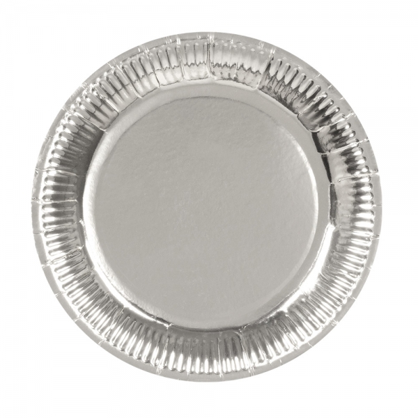 Pappteller Silber - Silberne Glamour Deko