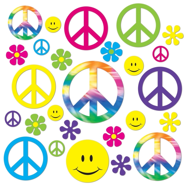 Party-Extra Cutout Set Retro Hippie-Fever - Flower Power Deko
