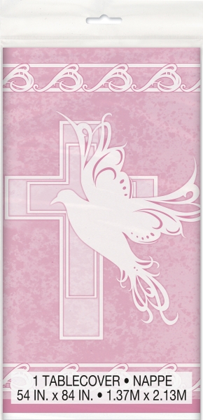 Kunststoff-Tischdecke Christliches Fest, rosa