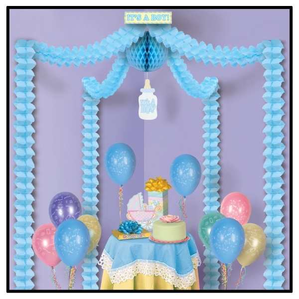 Deko-Set It's a Boy! fuer die hellblaue Babyparty