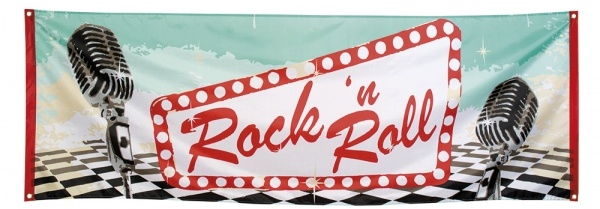 Party-Extra Riesen Stoff-Banner Rock + Roll - 50er Jahre Deko