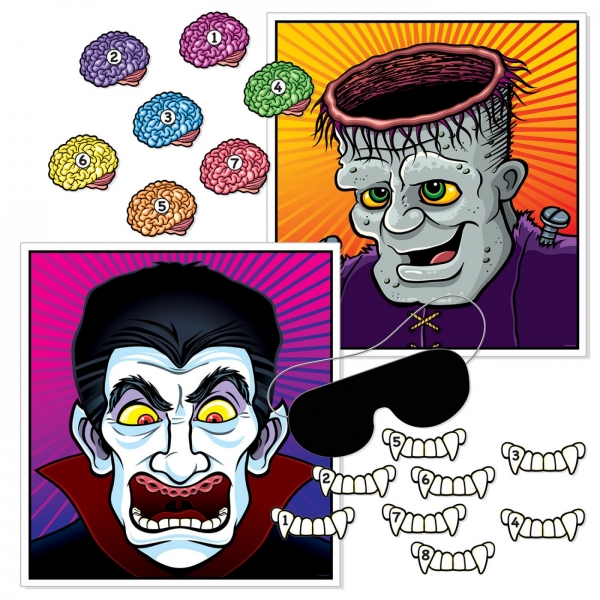 Party Spiel Pin Draculas Zähne und Frankensteins Gehirn