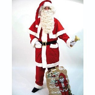 Samt-Weihnachtsmann-Anzug mit Pellerine