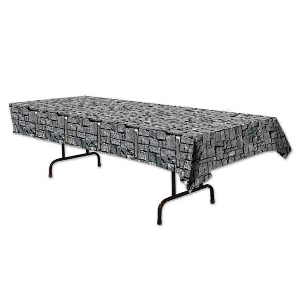 Plastik-Tischdecke Steinmauer - Mittelalter Deko