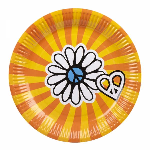 Pappteller Hippie Power - 70er Jahre Hippie Party Tischdeko