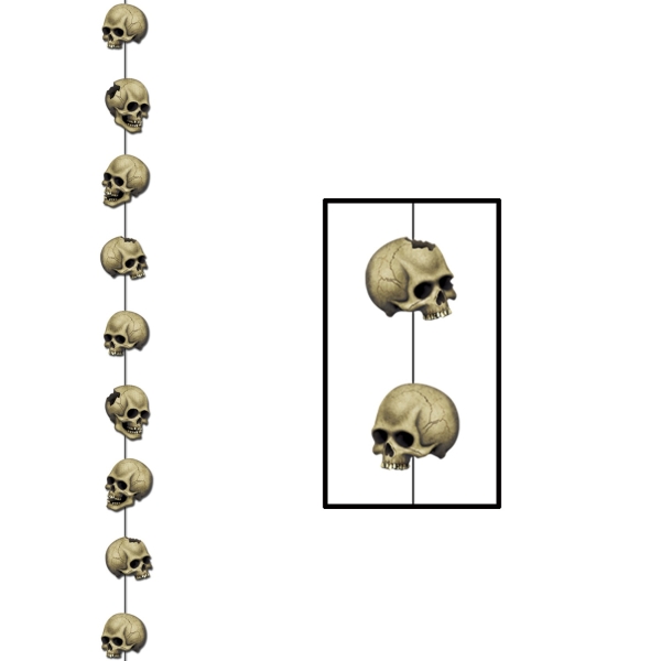 Mini-Hängegirlande Totenkopf, 2 Meter lang