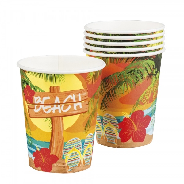 Pappbecher Paradise Beach, 6er Pack