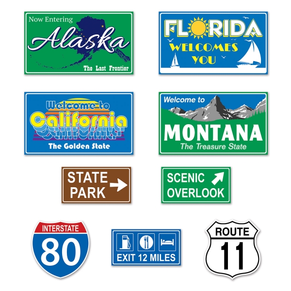 Cutout Set USA-Rundreise - Amerika Deko