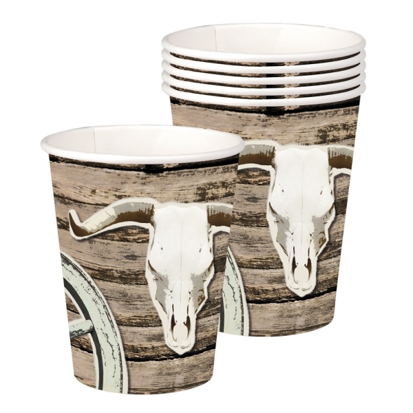Party-Extra Pappbecher Westernparty, 6er Pack