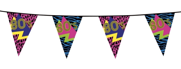 Wimpelkette 80er Jahre Party, 6 Meter - Retroparty Deko