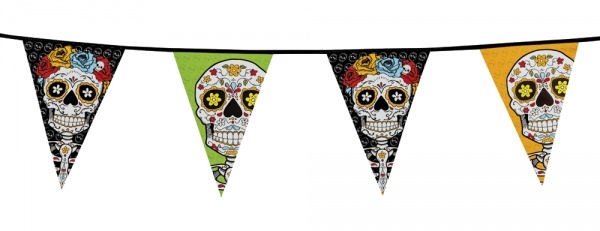 Party-Extra Wimpelkette Dia de Muertos, 10 Meter