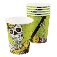 Pappbecher Sugar Skull Mexikoparty, 6er Pack