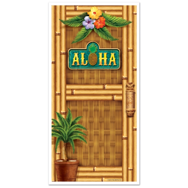 Party-Extra Tür-Dekofolie Aloha .- Beachparty Hawaii Südsee-Deko