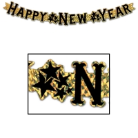 Metallic-Buchstabenbanner Happy New Year, gold