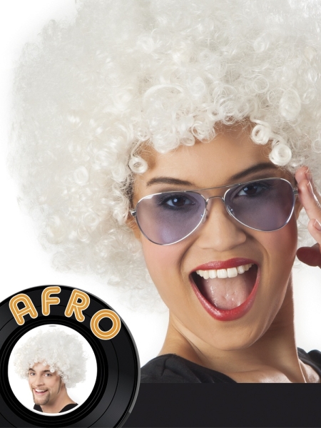 Party-Extra Weiße Afro-Perücke