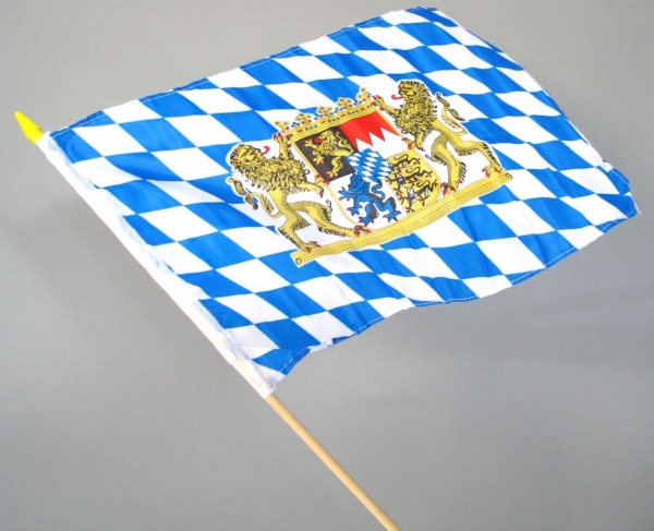 Bayern-Flagge am Holzstab - Oktoberfest Deko