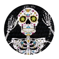 Pappteller Sugar Skull Mexikoparty, 23cm, 6er Pack