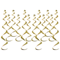 Deko-Spiralhänger Gold, 12er Pack