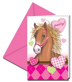 Einladungskarten Ponyhof, 6er Pack mit Umschlägen