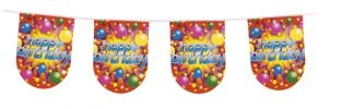 Party-Extra Bunte Wimpelkette Happy Birthday, 6 Meter