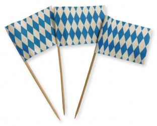 Flaggenpicker Bayern, 200er Pack - Oktoberfest Tischdeko