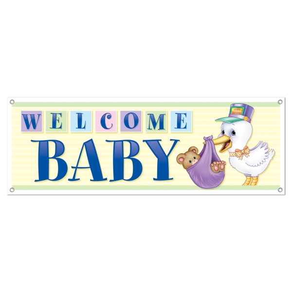 Mega Partybanner Welcome Baby, 150cm x 50cm groß