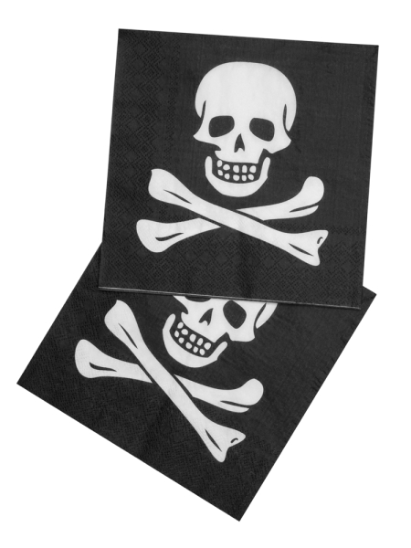 Servietten Totenkopf - Piratenparty Deko