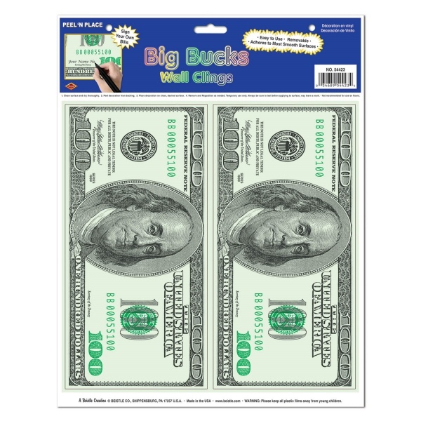 Party-Extra Folien-Aufkleber 100 US Dollars - Amerika Deko