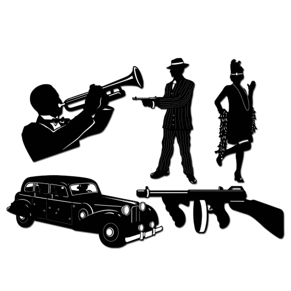 Gangster Silhouetten Set - 20er Jahre Deko