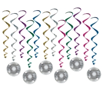 Deko-Spiralhänger Discokugel, 12er Pack