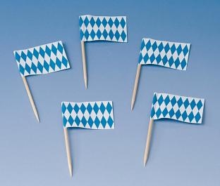 Flaggenpicker Bayern, 50er Pack - Oktoberfest Tischdeko