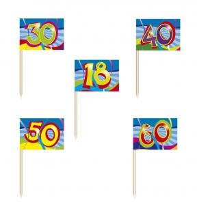 Flaggenpicker Geburtstagsparty, 6cm lang, 50er Pack