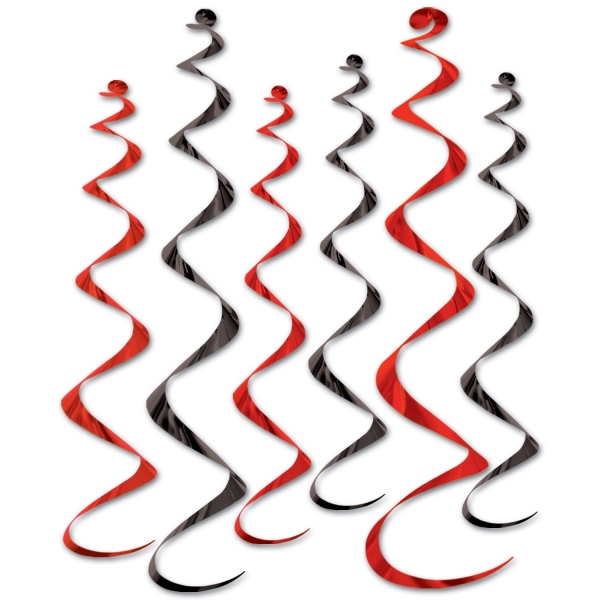 Deko-Spiralhänger schwarz-rot, 6er Pack