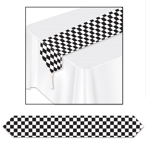 Papp-Tischlaeufer Black + White - American Diner Deko