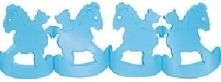 Schaukelpferdgirlande hellblau - Babyparty Deko