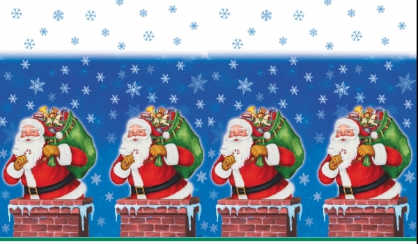 Plastik-Tischdecke Weihnachtsmann, 1,37m x 2,13m groß