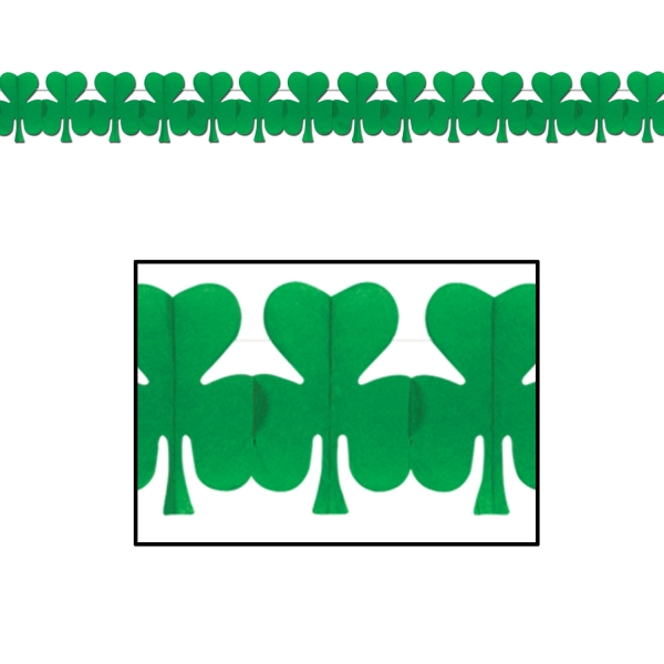 Papier-Girlande Shamrock, 360 cm lang.