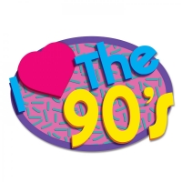 Cutout Dekoschild I Love the 90's, 55 cm, 2er Pack