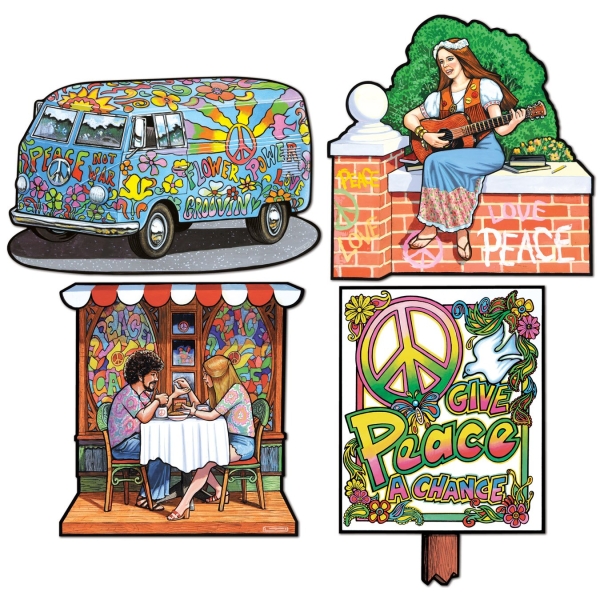 Cutout-Set Summer of Love - 70er Jahre Hippie Party Deko
