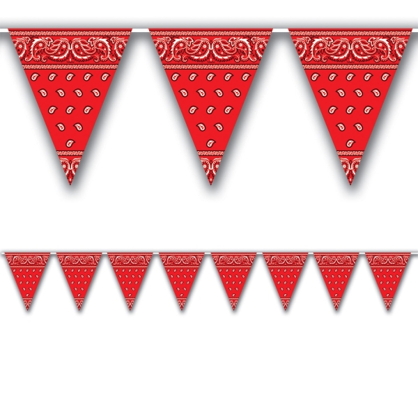 Party-Extra Wimpelkette Texas Red Bandana - Western Cowboy Deko