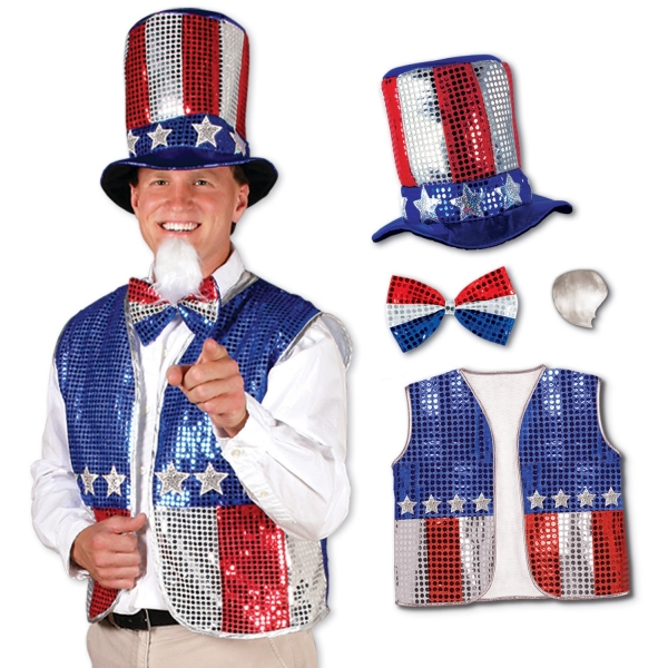 Uncle Sam Kostüm-Set - Amerika Deko