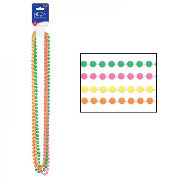 Neon-Partyperlenkette - 90er Jahre Retro Mottoparty Deko